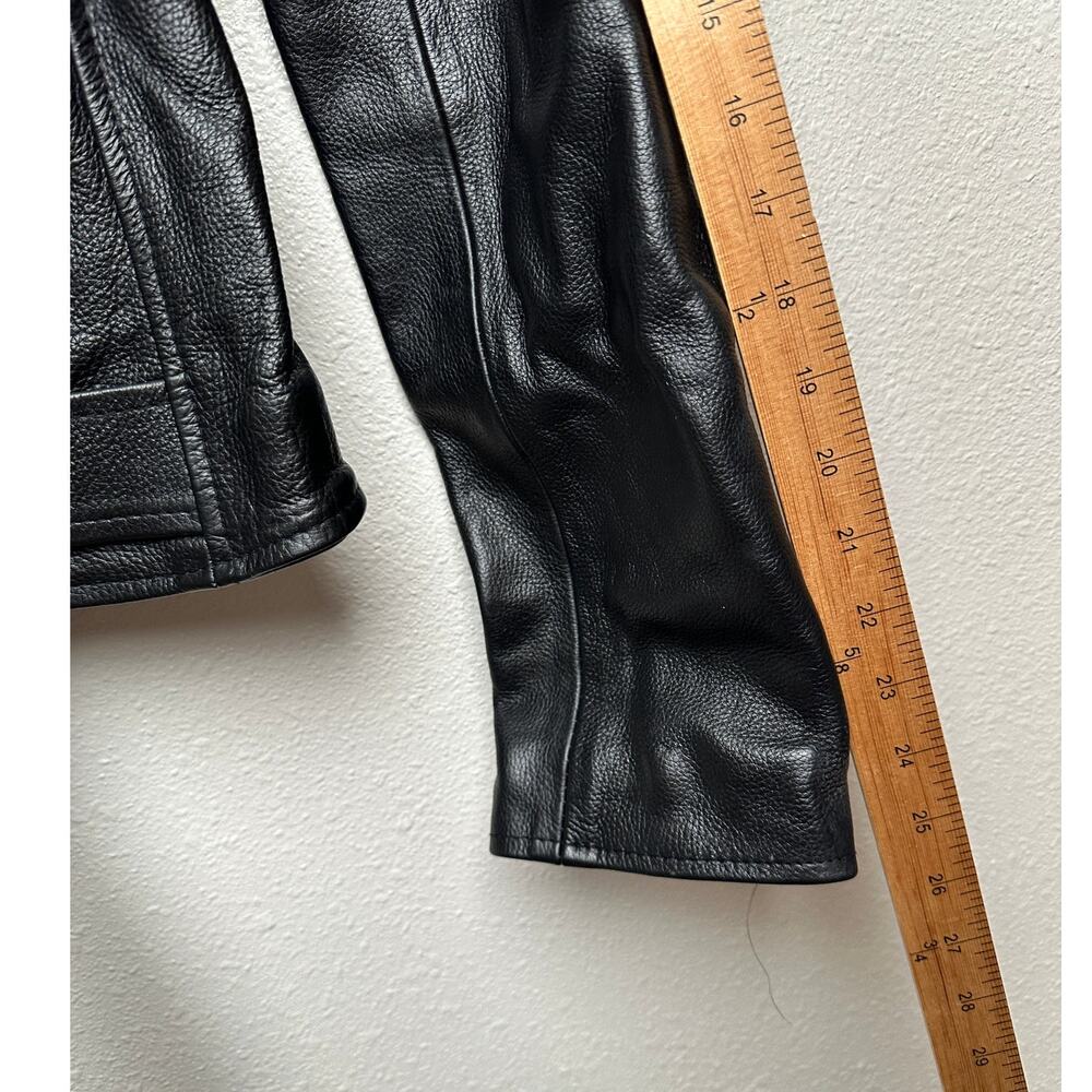 Carrie Hoxton Black Leather Moto Biker Jacket Women’s 14 Belted Zip - Picture 15 of 15